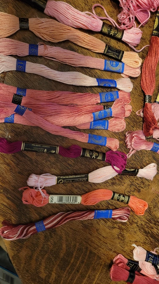 DMC Embroidery Thread Floss Lot, Pink, 80+ Skeins, 6 strands - Image 4 of 4