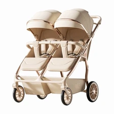 Twin Stroller – Brand New Double Stroller for Twins, Beige Color
