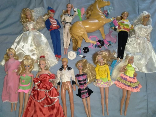 HUGE Vintage 1980s Superstar Barbie Ken Doll Lot Horse 12 Dolls W/Clothes NR