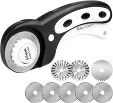Teslong 45mm Rotary Cutter for Fabric, Extra 8pcs Replacement Blades