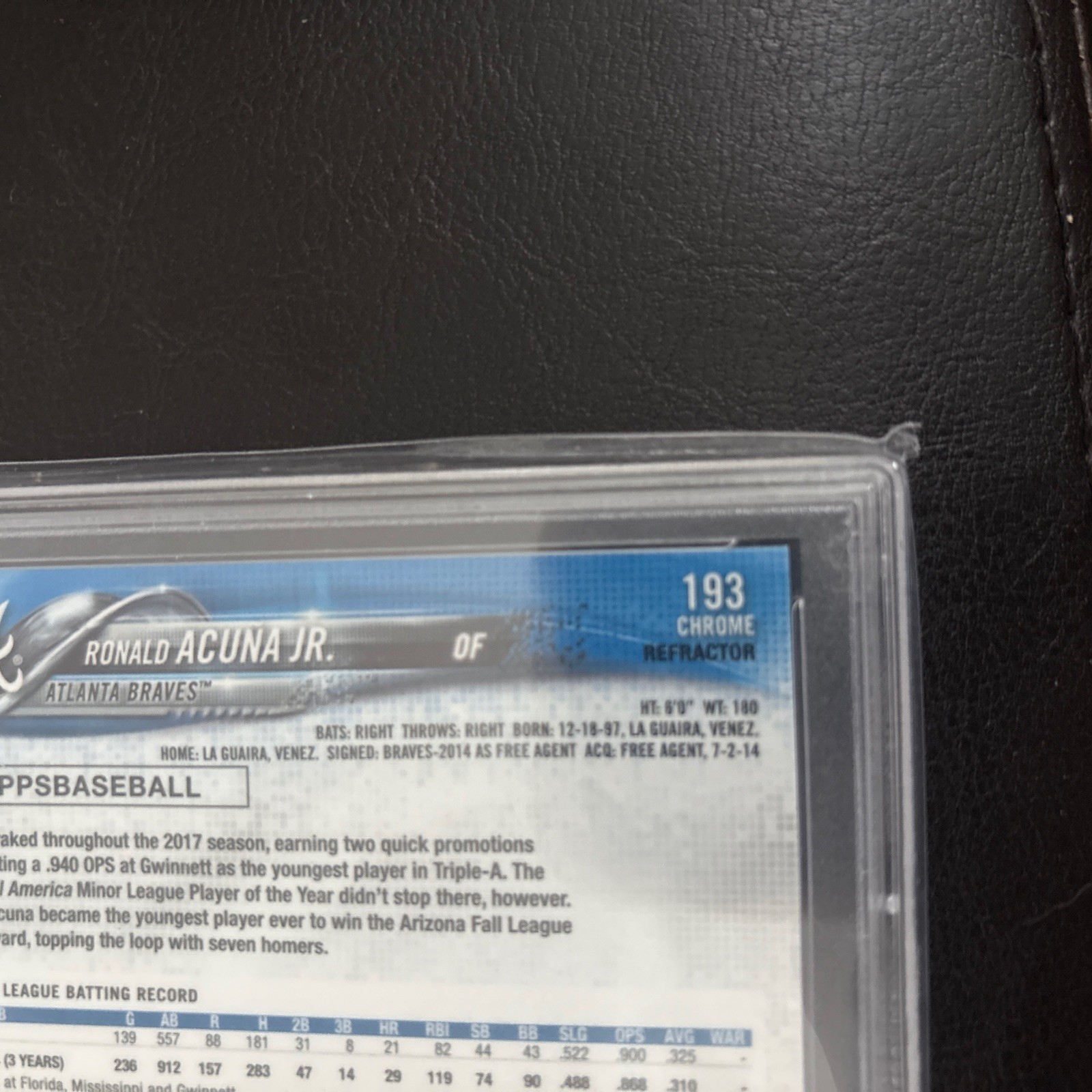 2018 Topps Chrome RONALD ACUNA JR Rookie Refractor #193 PSA 10 view 4