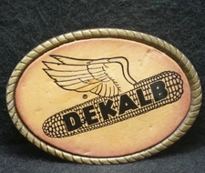XB25128 VINTAGE 1970s **DEKALB** SEED COMPANY AGRICULTURE MENS BRASS BELT BUCKLE