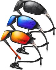 3-Pack Polarized Sports Sunglasses for Men   Wrap-Around UV Protection