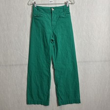 Maeve Women's Size 26P Petite Green Linen Blend The Colette Wide Leg Pants