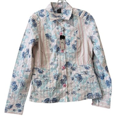 Custo Barcelona Women US Size 4 Button Down Long Sleeve Metallic Designer City