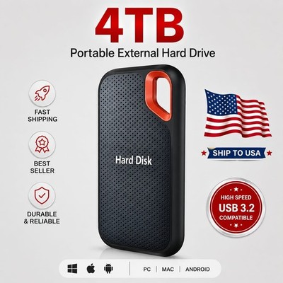 external hard drive 4tb High Speed Capacity Solid State Usb3.2 Laptop Mac And PC