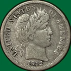 1912-D Barber Dime Choice Very Fine VF+ Coin #38845