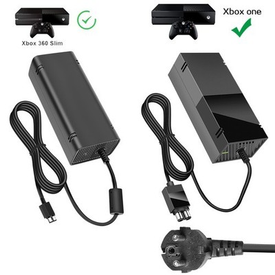 Netzteil Brick Ladegerät für XBOX One & XBOX 360 Slim Stromkabel +Akku Ladekabel