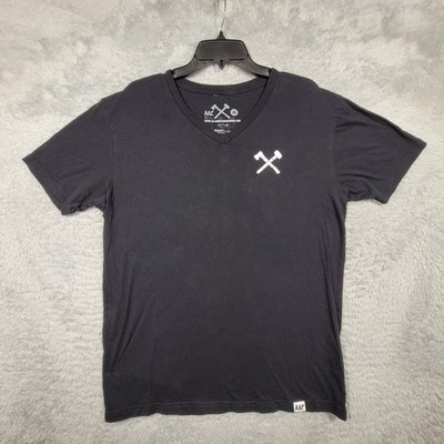 All American Roughneck AAR Shirt Mens Large V-Neck Axe Hammer Logo Black