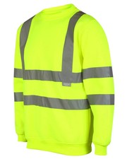 Hi Viz Vis Sweatshirt High Visibility Crew Neck Long Sleeves Work Wear Jumper