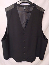 Synrgy Mens 2XL Black Suit Vest Waistcoat Formal Tuxedo Wedding Prom Waist Coat