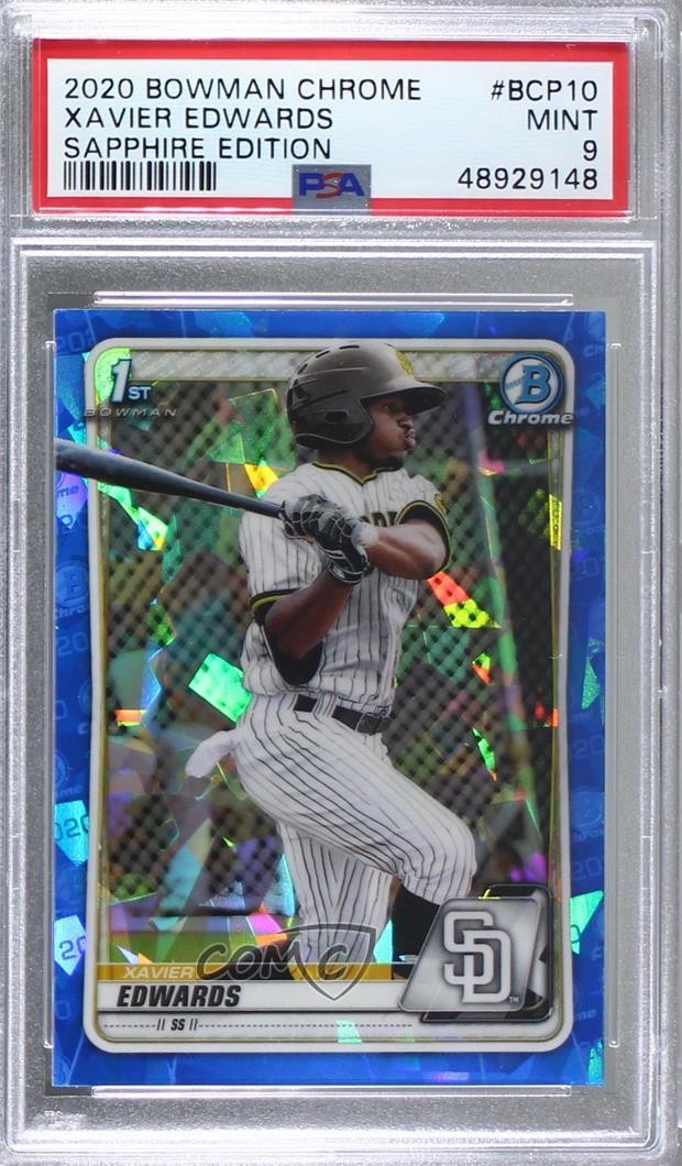 2020 Bowman Chrome Sapphire Edition Xavier Edwards #BCP-10 PSA 9 MINT g6p