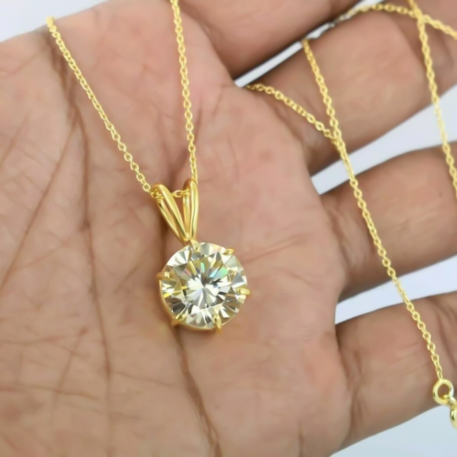 5.75 Ct Champagne Diamond Solitaire Pendant in 925 Silver Gift for Women