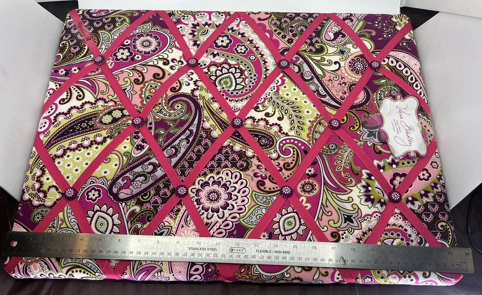 Vera Bradley Padded Bulletin Very Berry Paisley Pattern 24x18 Home Office Decor - Image 4 of 4