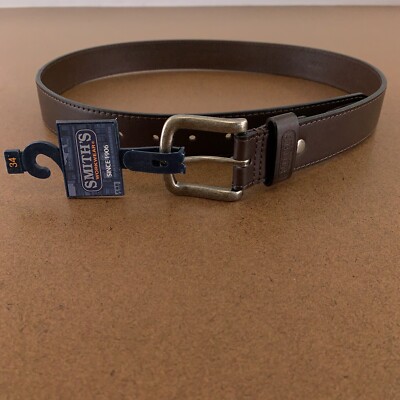 Smith's Workwear Men's Size 34 Brown Leather 35mm Stitched Edge Belt NWT