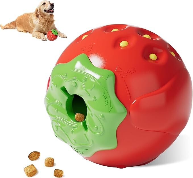 Treat Fill Dog Chew Toy Strawberry, Slow Feeder Snack Feedin