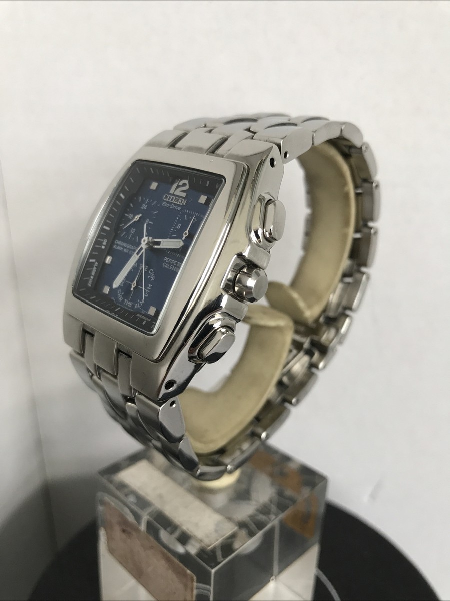 Citizen Men's Eco-Drive perpetual calender Blue Dial Bracelet