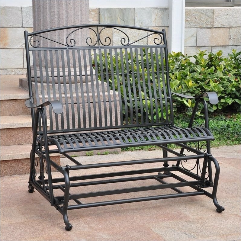International Caravan Tropico Antique Black Iron Porch Swing Patio Furniture For Sale Online Ebay