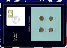 Coin Sets of All Nations Colombia w/card UNC 20,10 Pesos 1991 50,5 Pesos 1990
