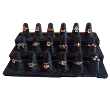 Lot of 18 Fashion Rings Assorted Sizes and Materials