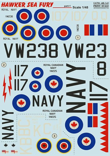 Print Scale 48-141 - 1/48 Hawker Sea Fury Part 1 The complete set 1,5 leaf decal - Bild 6 von 12