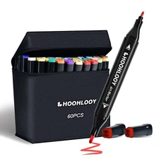 60 Colors Upgraded Alcohol Marker Set, Brush Chisel Double Head Art Marker