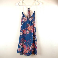 Josie Natori Slip Nightie Slip Dress floral Blue Rayon Lightweight Summer Beach