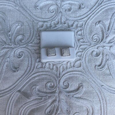 Ohrringe Gelbgold plattiert .925 Sterlingsilber & CZ quadratisch Hochzeit Braut Geschenk