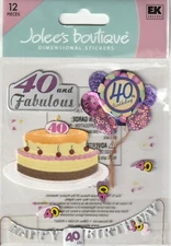 Jolee's Boutique 3D Stickers 40th BIRTHDAY Theme 67272 Fast FREE Ship!
