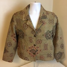 Orvis Womens 3 Button Blazer Jacket Medium Tapestry Brown USA Made Free Shipping