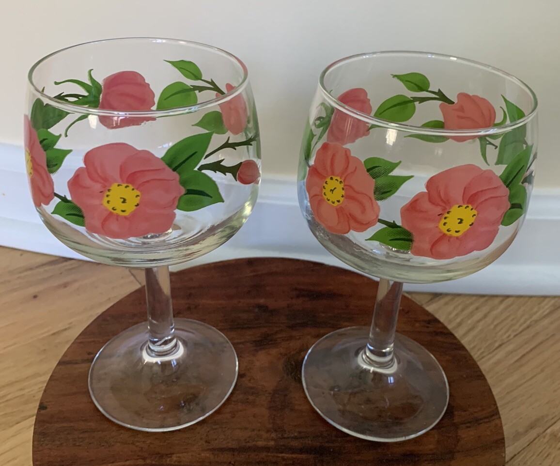 Franciscan Desert Rose Stemmed Goblets Wine Water Glasses