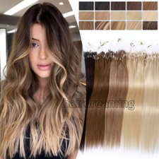Micro Loop Ring Tip Remy Human Hair Extensions Invisible Silicone Beads 100-200s