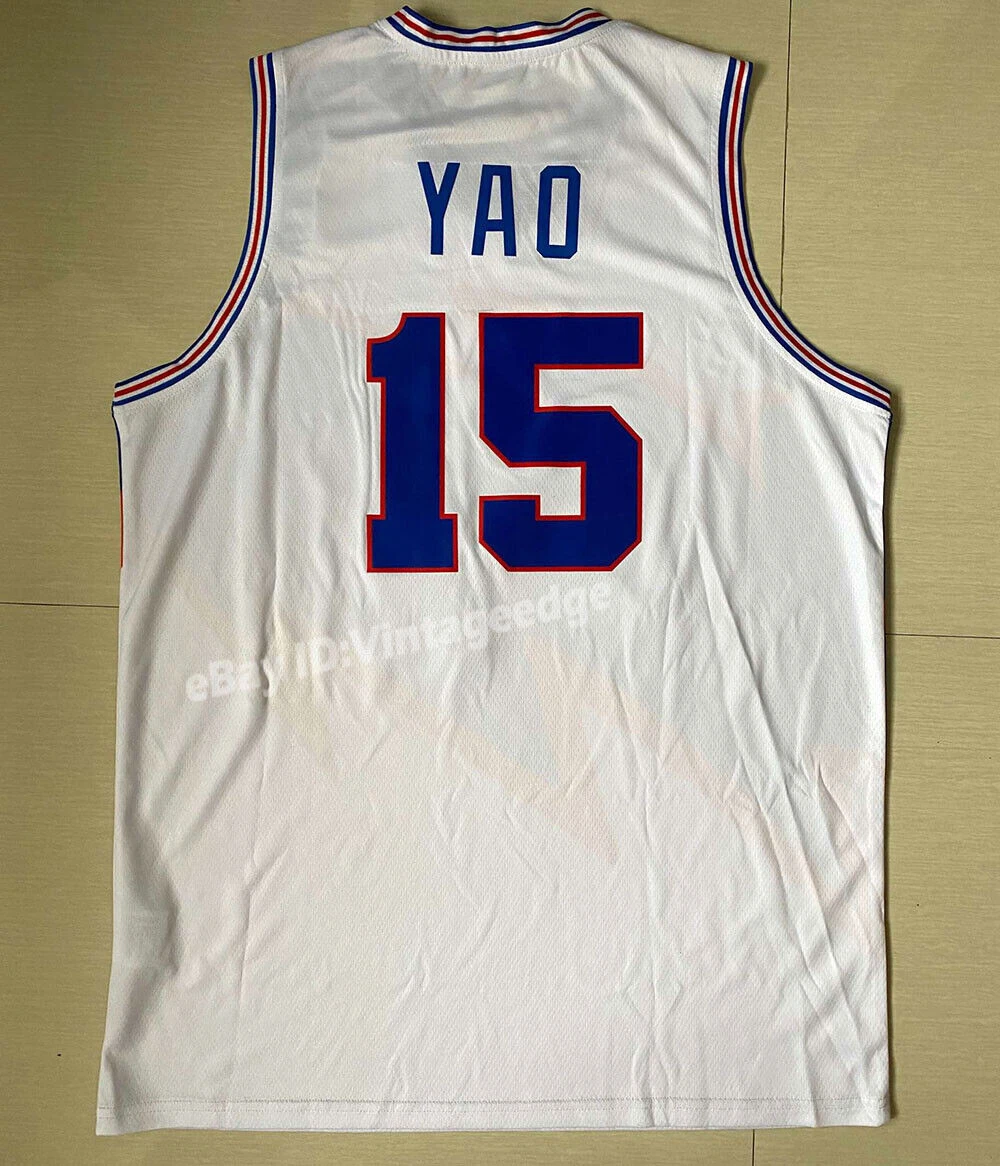 Throwback China Yao Ming #15 Shanghai Sharks Basketball Jersey Blue White