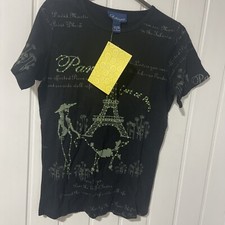 QVC Artscapes Short Sleeve Eiffel Tower Sequin T Shirt/top/blouse Size S