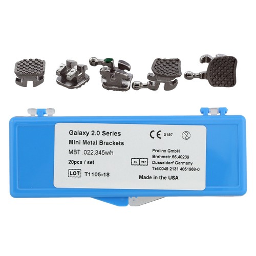 10 Kits Galaxy Dental Orthodontic Metal Twin Bracket Mini MBT 0.022" 345w/h 5-5 - 第 2/11 張圖片