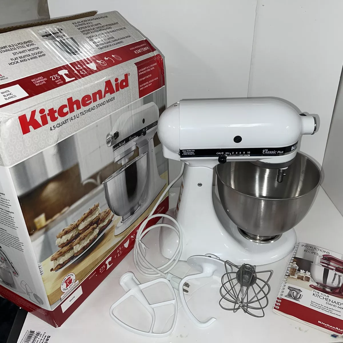 KitchenAid Classic Plus KSM75WH 4.5qt Tilt-Head Stand Mixer