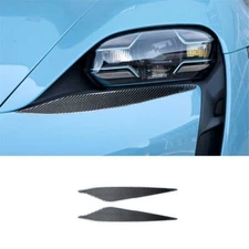 2Pcs Carbon Fiber Headlight Eyebrows Eyelids Cover Trim For Porsche Taycan