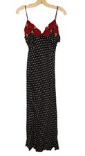 Windsor black white red polka dot maxi slip dress junior women's 9 roses NWT