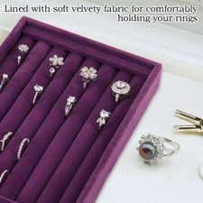 Jewelry Velvet Ring Display Organizer Case Tray Holder Earring Storage Box Gift