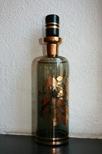 Glas-Karaffe Rauchglas mit geschliffenem St&ouml;psel und Goldbemalung artd&eacute;co 29 cm