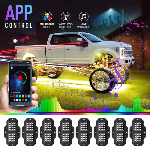 8/12 Pods RGB LED Rock Light Kit Neon Led Underglow for Truck SUV ATV OffRoad - Picture 1 of 22
