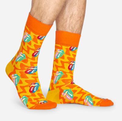 Happy Socks Socken Rolling Stones, Beast Of Burden Sock, Hot Lips gelb / orange