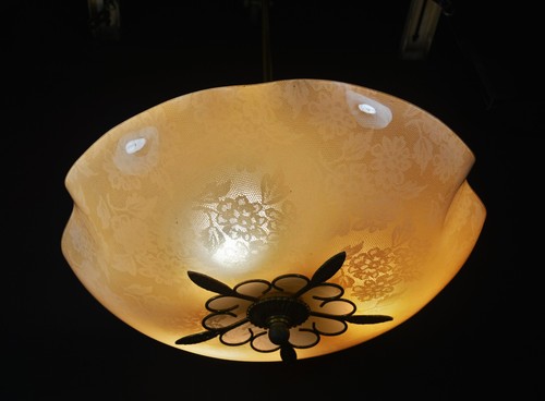Vintage art deco C1930s 3 bulb Berry’s large ceiling plafoniere pendant light - Picture 3 of 14