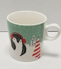 STARBUCKS 2016 Holiday Coffee Mug Cup Penguin Christmas Trees 10 oz Ceramic