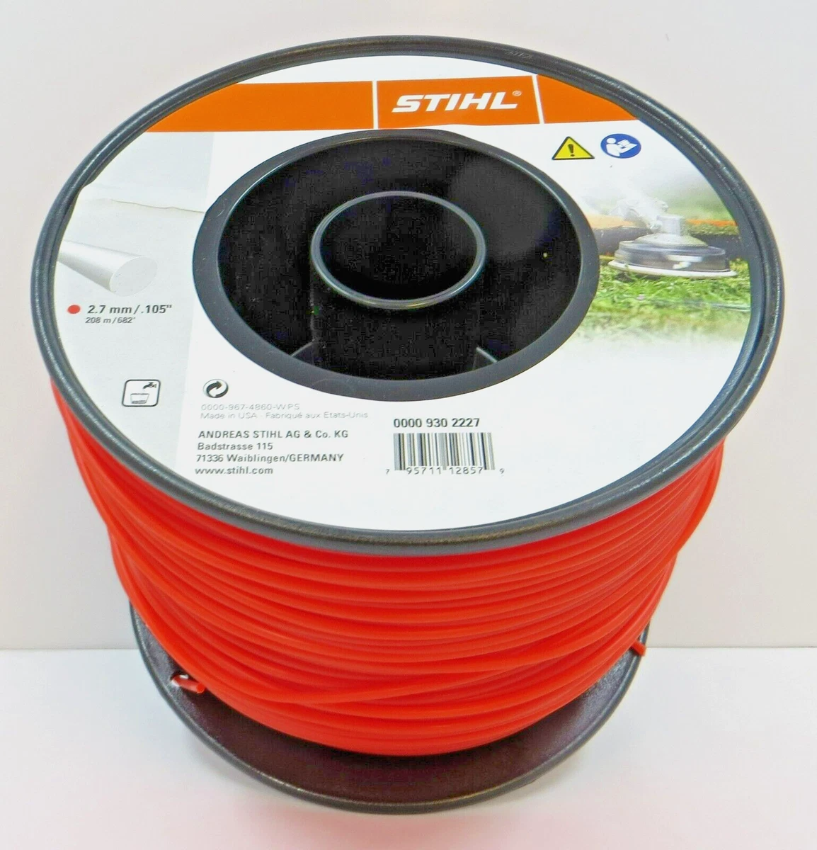 Red Strimmer Line 00009302227 Genuine Stihl round line 2.7mm x 208 metres