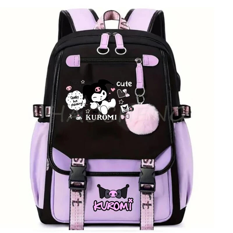 Backpack kuromi/ Melody School Backpack USB Charge School Bag