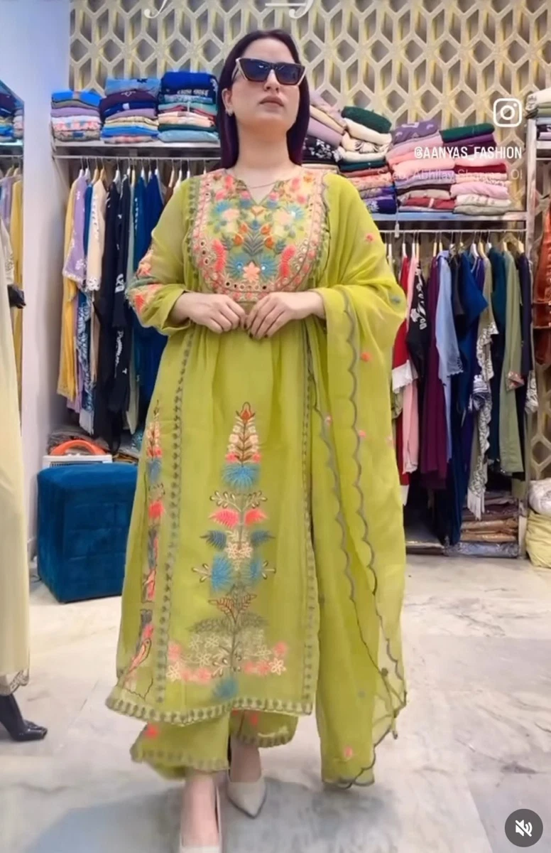 Kurtis PANT Dupatta SET FOR WOMEN And Girls EMBROIDERED GEORGETTE