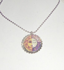 Cosmic Sun Moon Crystal Yin Yang Man Woman Occult  Pendant Light LED Glow Chain