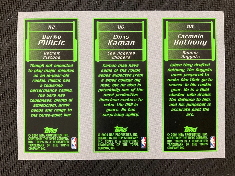 2003-04 Topps Matrix M3 Rookie Trio #113 Carmelo Anthony lámina verde Foto 2 de 2