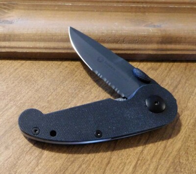 BOKER New 2082 Black G10 Handle Single Blade Super Liner Serr Blade Knife/Knives